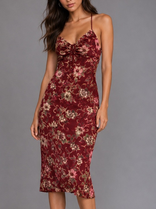 Dresses & Skirts - Vintage Opera Velvet Floral Mini Dress